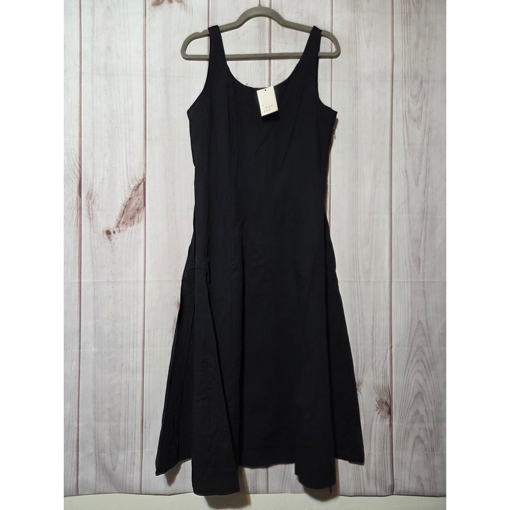 A New Day Womens Black Sleeveless Midi Dress Size‎ 6 Cotton Rayon Pockets New